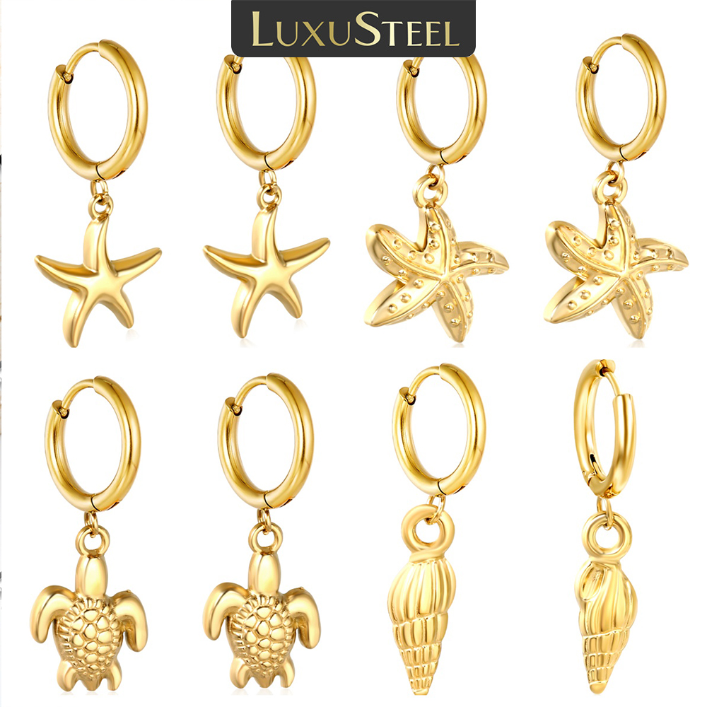 Conch Earring Hoop - LUXUSTEEL Sea Star Conch Drop Earring