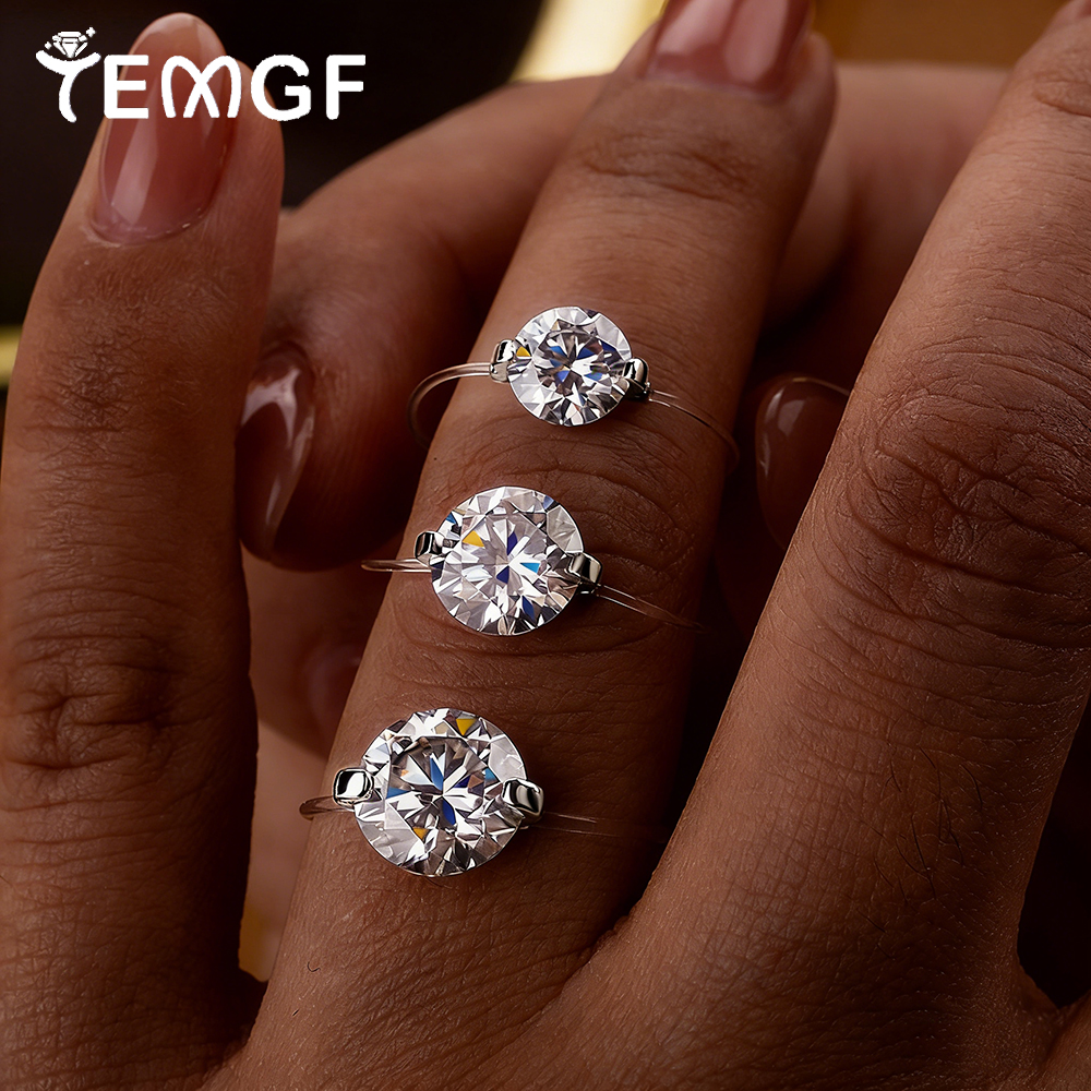 Body Jewelry High Quality - TEMGF 6mm/8mm Zircon/Moissanite Ring 925 Sterling