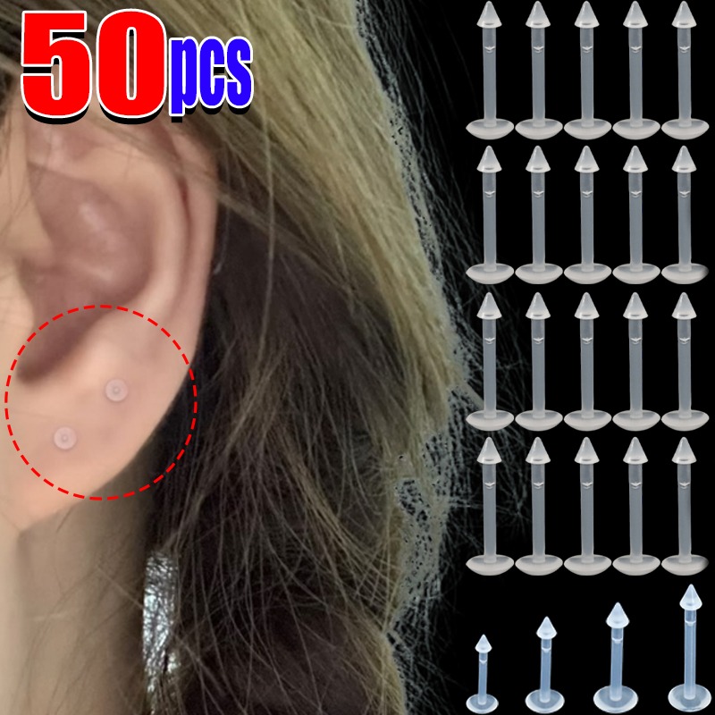 Body Jewelry Goth - 10-50Pcs Transparent Lip Studs Invisible Piercing