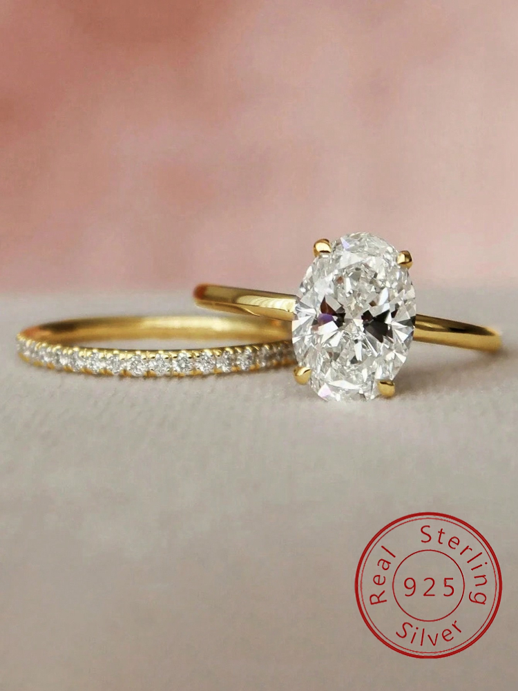Body Jewelry High Quality - 925 Sterling Silver Luxury Golden Oval