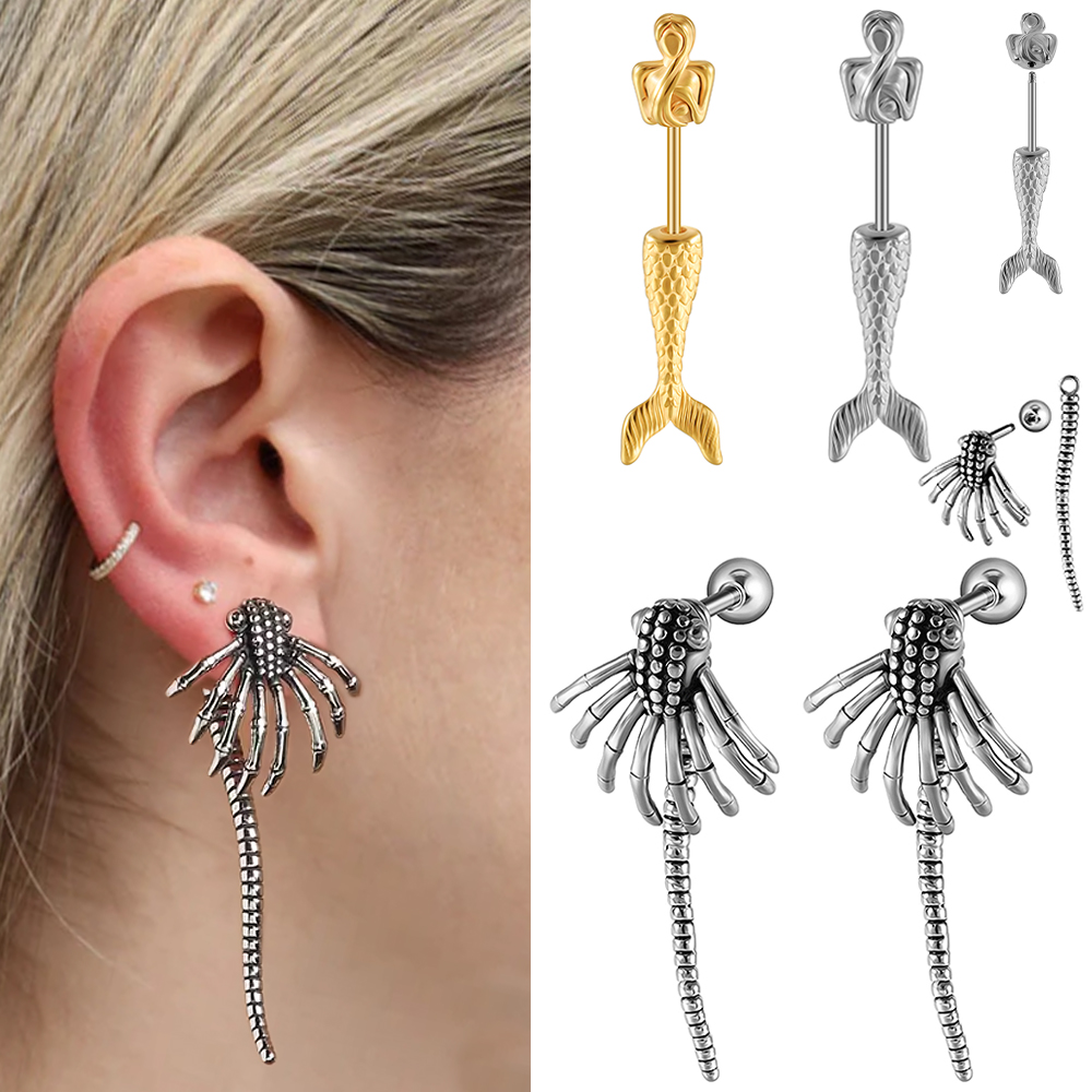 Body Jewelry Quality - 1-2PCS Retro Monster Spider Stud Earring