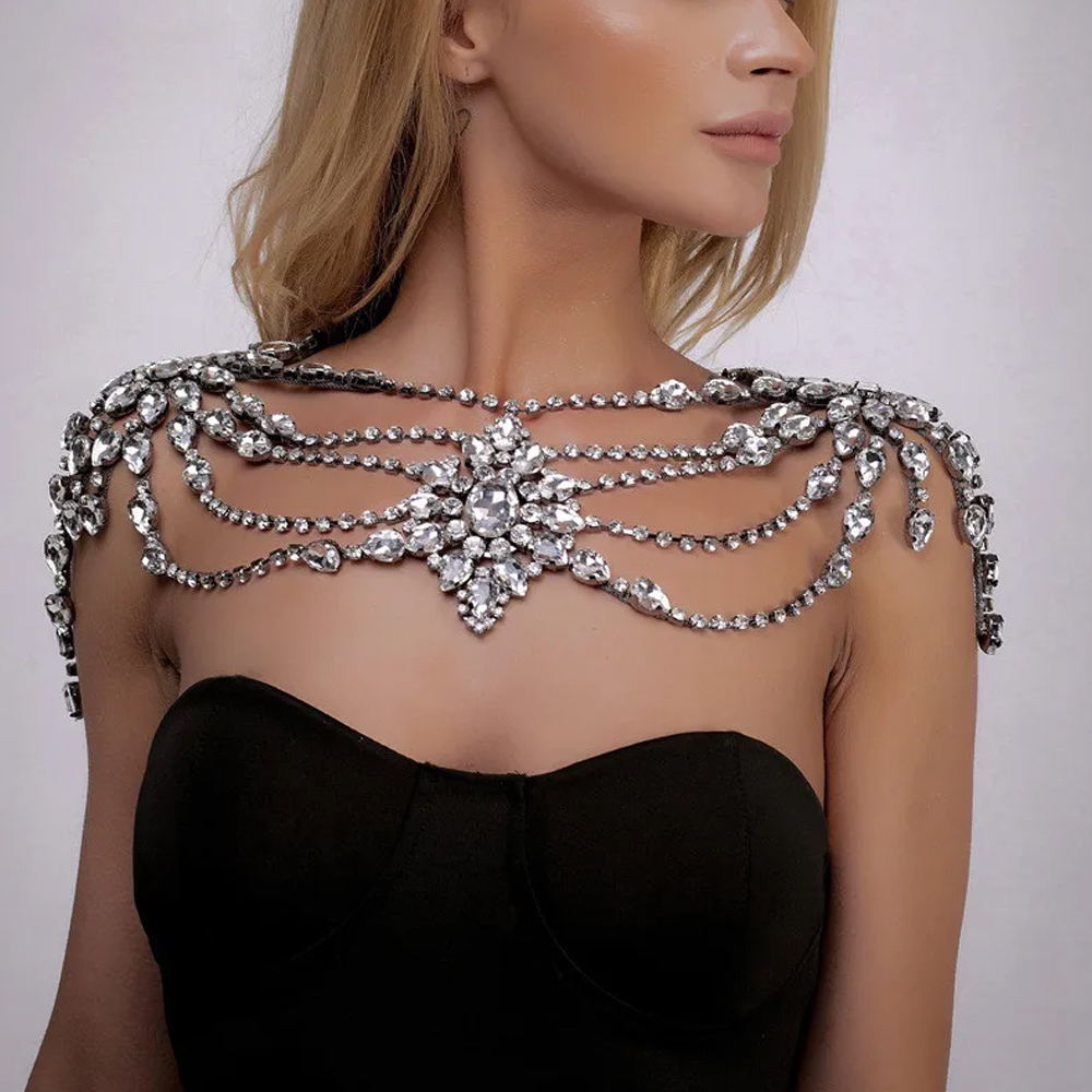 Body Jewelry Retainers - Boho Crystal Bridal Shoulder Chain Necklace
