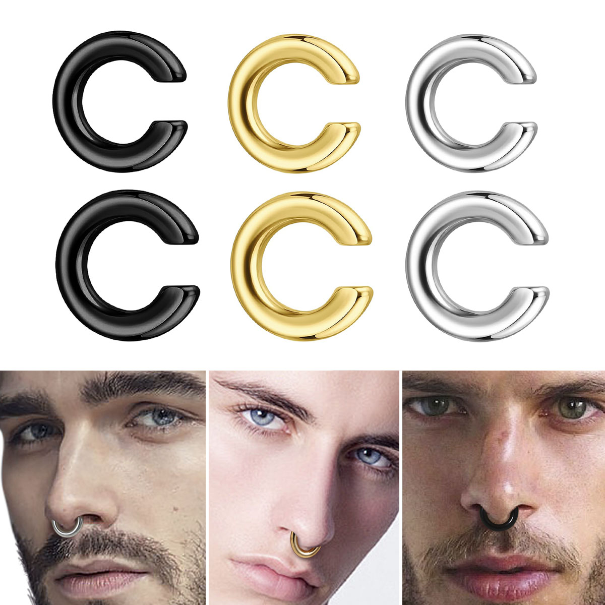 Body Jewelry Nose Ring - 1pc Exaggerated c-Shaped Non-Piercing Nose Ring
