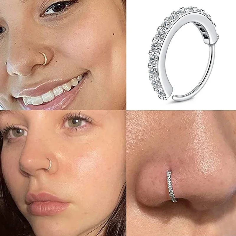 Helix Cartilage Ring - Cubic Zircon Fake Nose Ring for