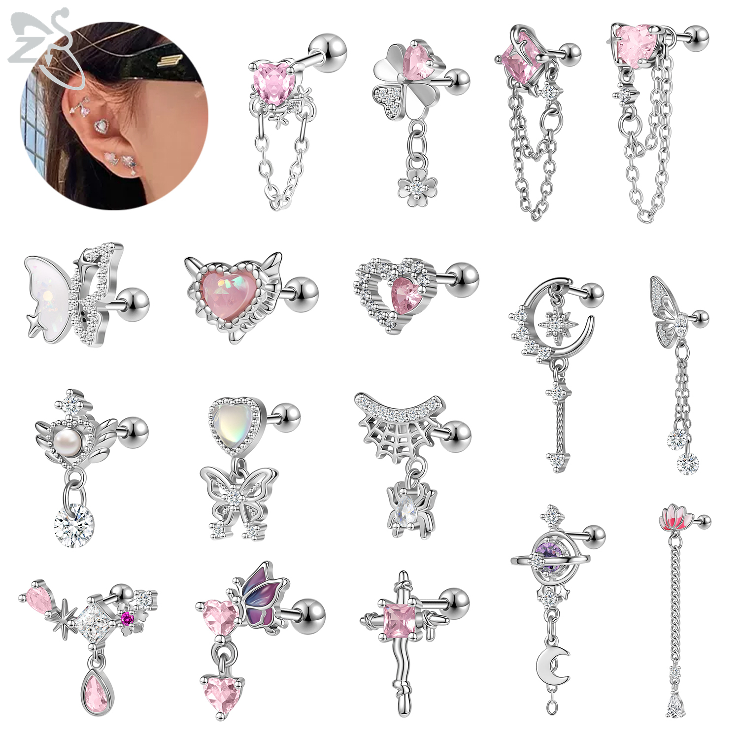 Conch Earring Hoop - ZS 1 Piece 20G Cute Heart
