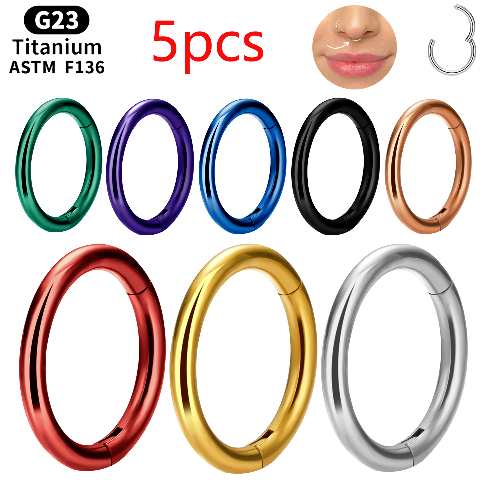 5pcs G23 Titanium Piercing sex - Helix Cartilage Ring ulasan dan harga