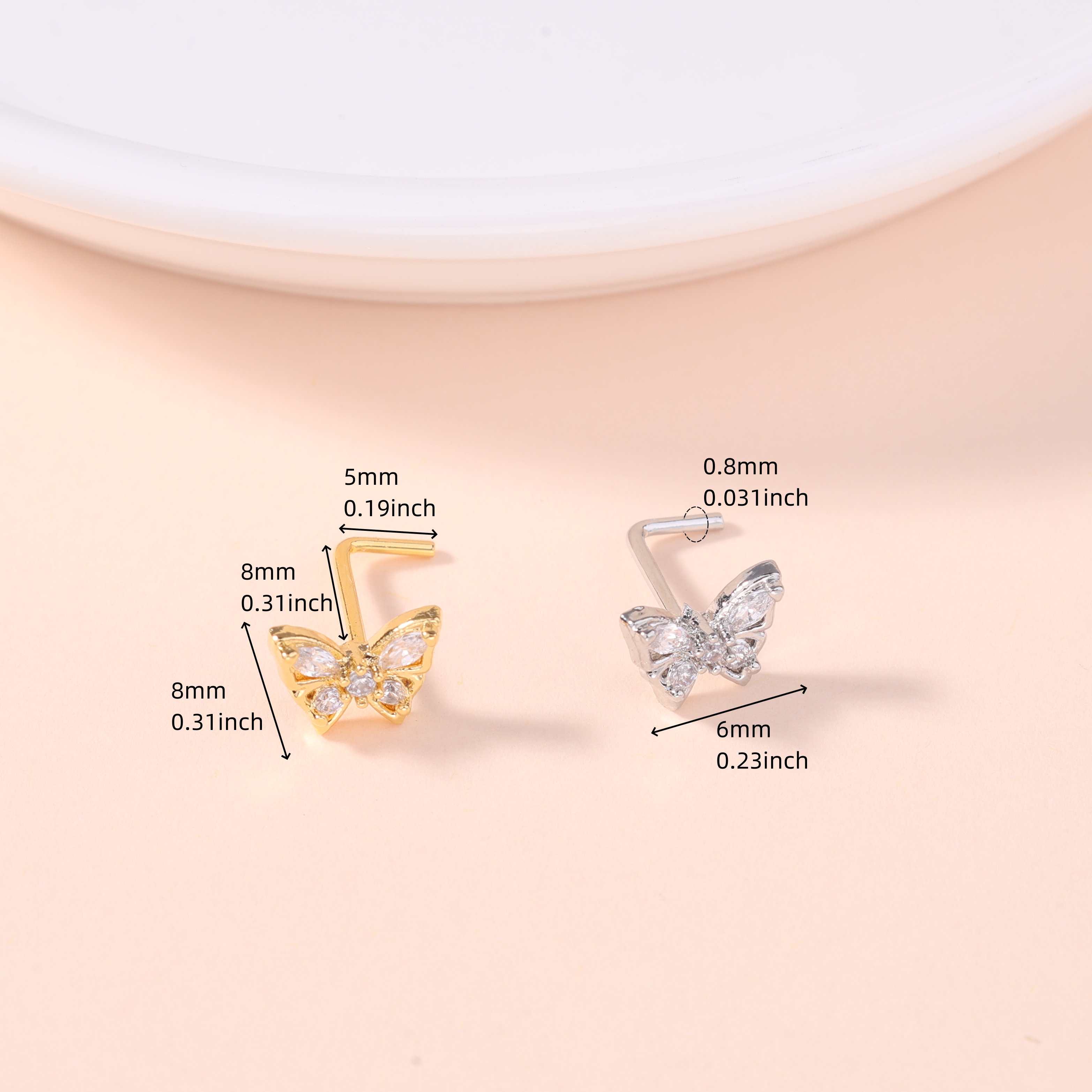 1Pcs Nose Stud Rings L Screw S - Body Jewelry Nose Ring ulasan dan harga