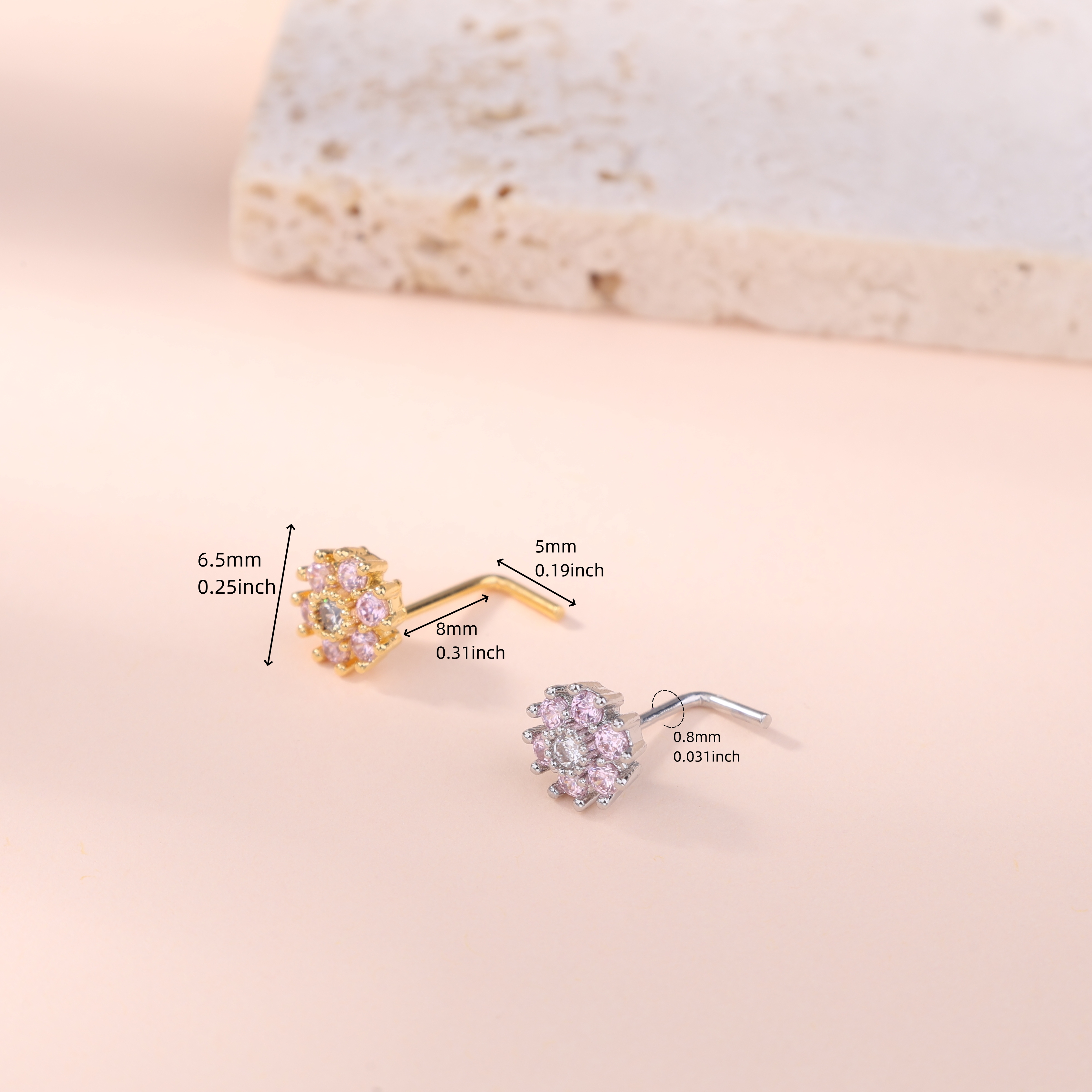 1Pcs Nose Stud Rings L Screw S - Body Jewelry Nose Ring ulasan dan harga
