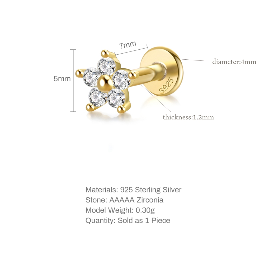 Aide 925 Sterling Silver Zirco - Helix Cartilage Ring ulasan dan harga