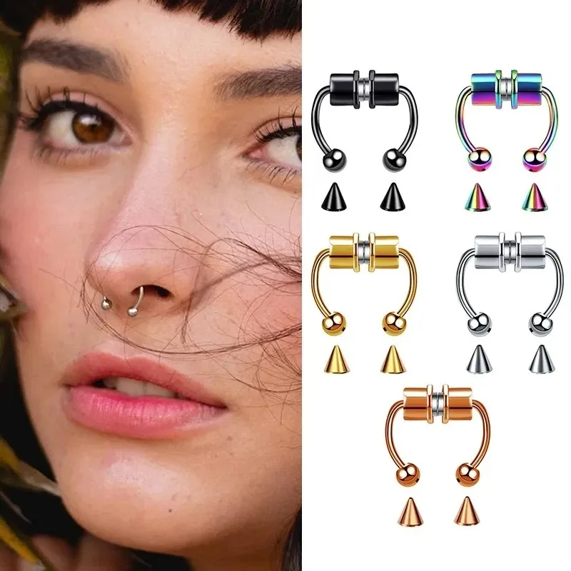 1/2/3Pcs Fake Magnetic Nose Ri - Body Jewelry Nose Ring ulasan dan harga