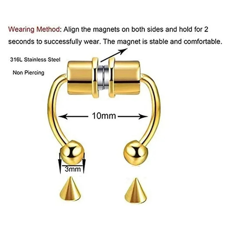 1/2/3Pcs Fake Magnetic Nose Ri - Body Jewelry Nose Ring ulasan dan harga