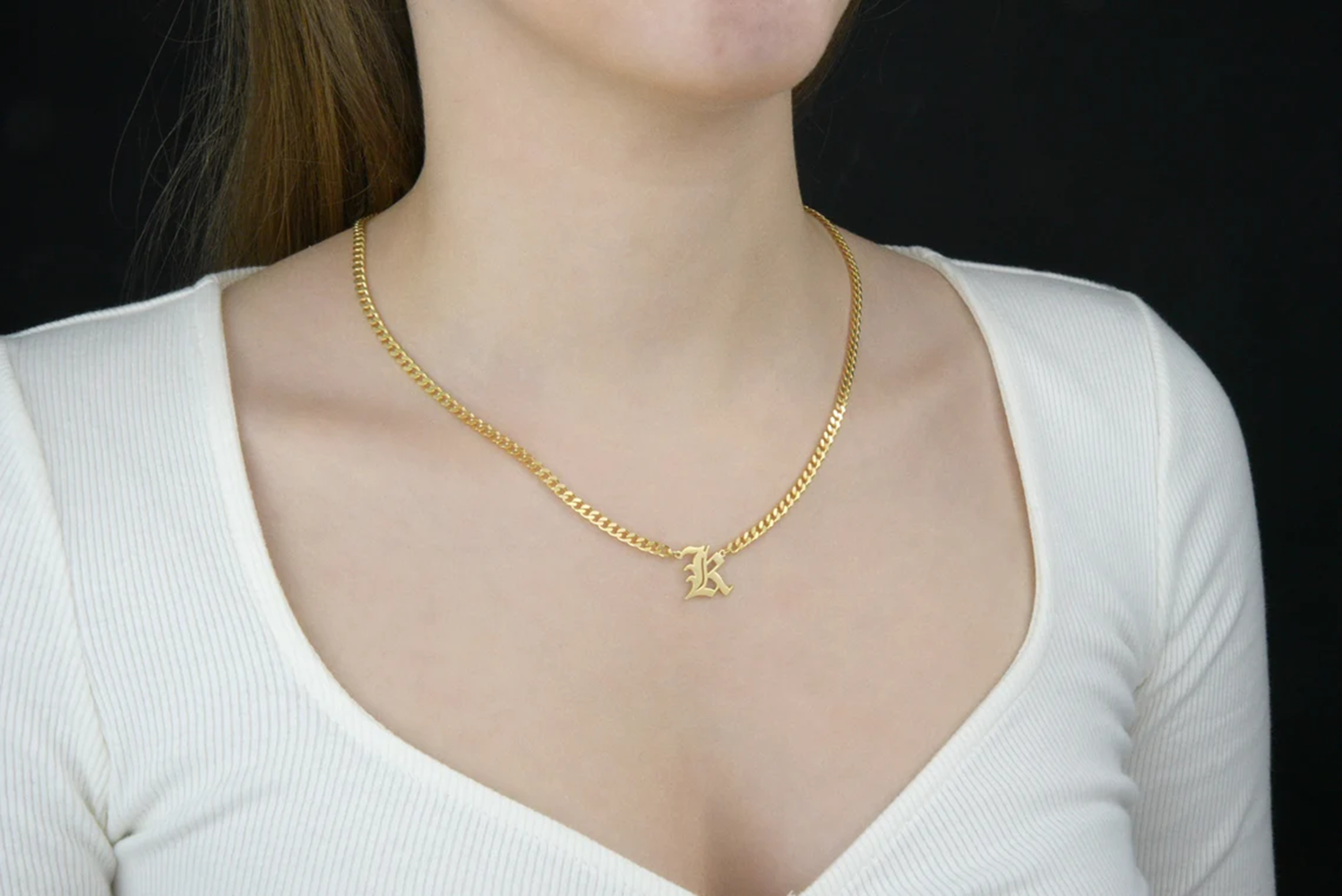 Vintage Initial Letter Necklac - Body Jewelry Goth ulasan dan harga