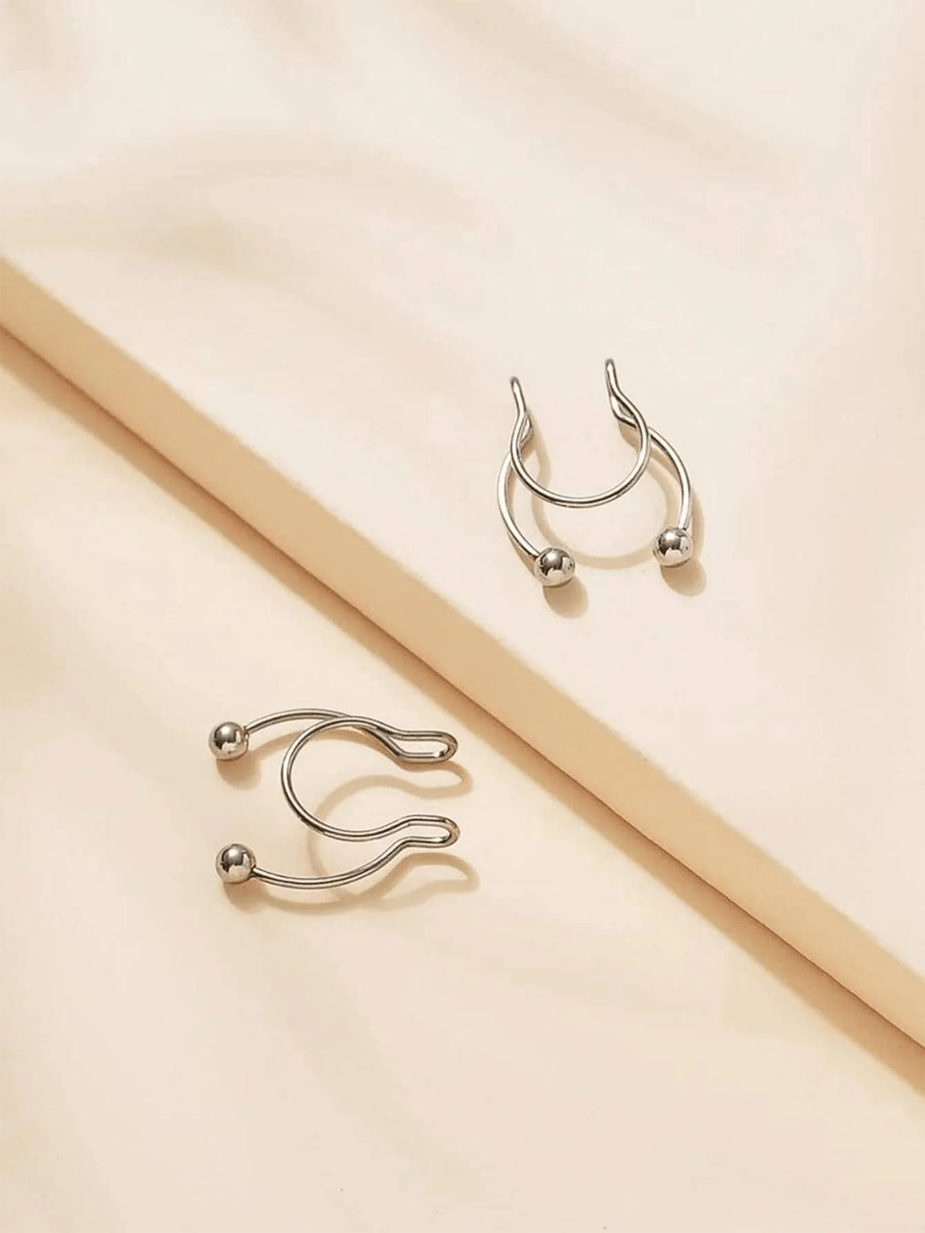 2pcs Stainless Steel Clip-On N - Body Jewelry Nose Ring ulasan dan harga