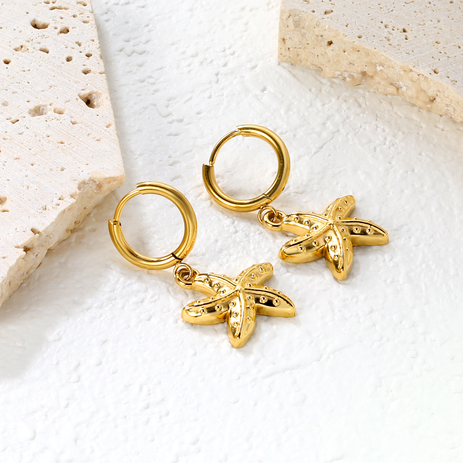 LUXUSTEEL Sea Star Conch Drop  - Conch Earring Hoop ulasan dan harga