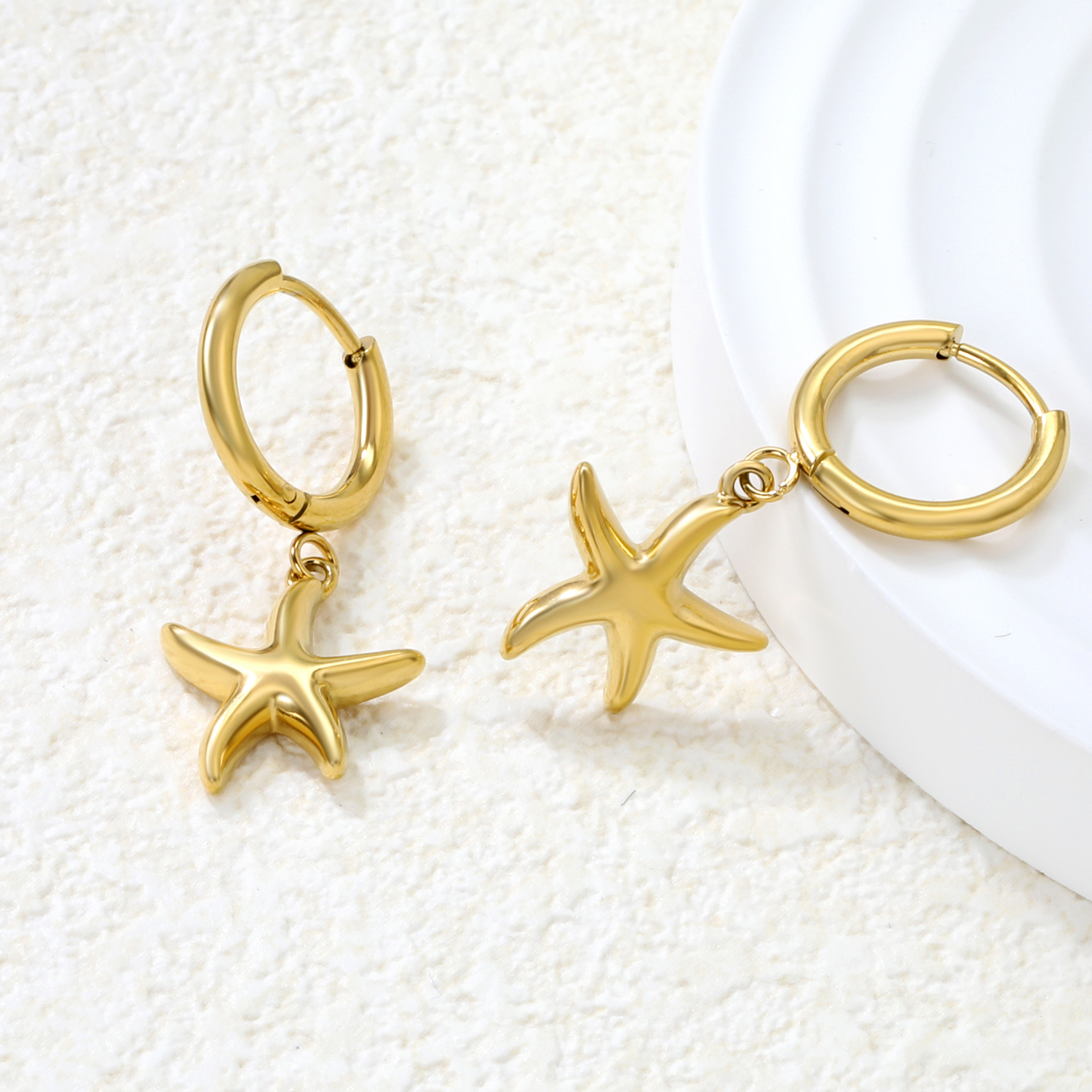 LUXUSTEEL Sea Star Conch Drop  - Conch Earring Hoop ulasan dan harga