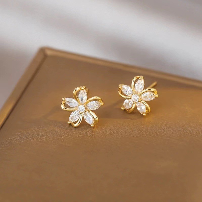Dainty Flower Stud Earrings fo - Conch Earring Hoop ulasan dan harga