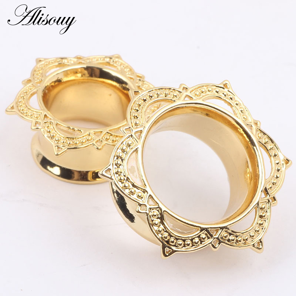 Alisouy 2 PCS Gold Color Plug  - Body Jewelry Gauge To Mm ulasan dan harga