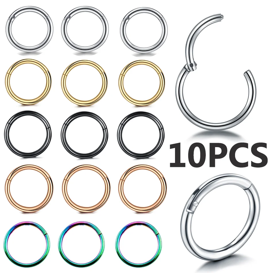10pcs Hinged Segment Nose Ring - Helix Cartilage Ring ulasan dan harga