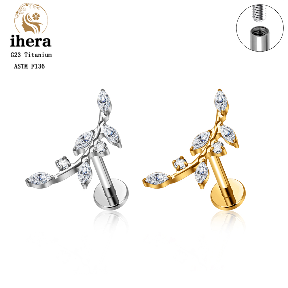 ASTM F136 Titanium 16G CZ Leaf - Conch Earring Hoop ulasan dan harga
