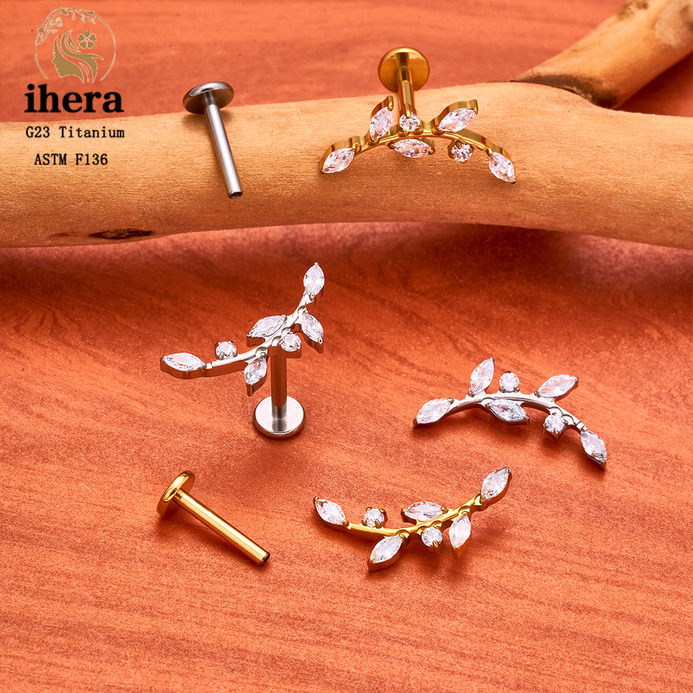 ASTM F136 Titanium 16G CZ Leaf - Conch Earring Hoop ulasan dan harga