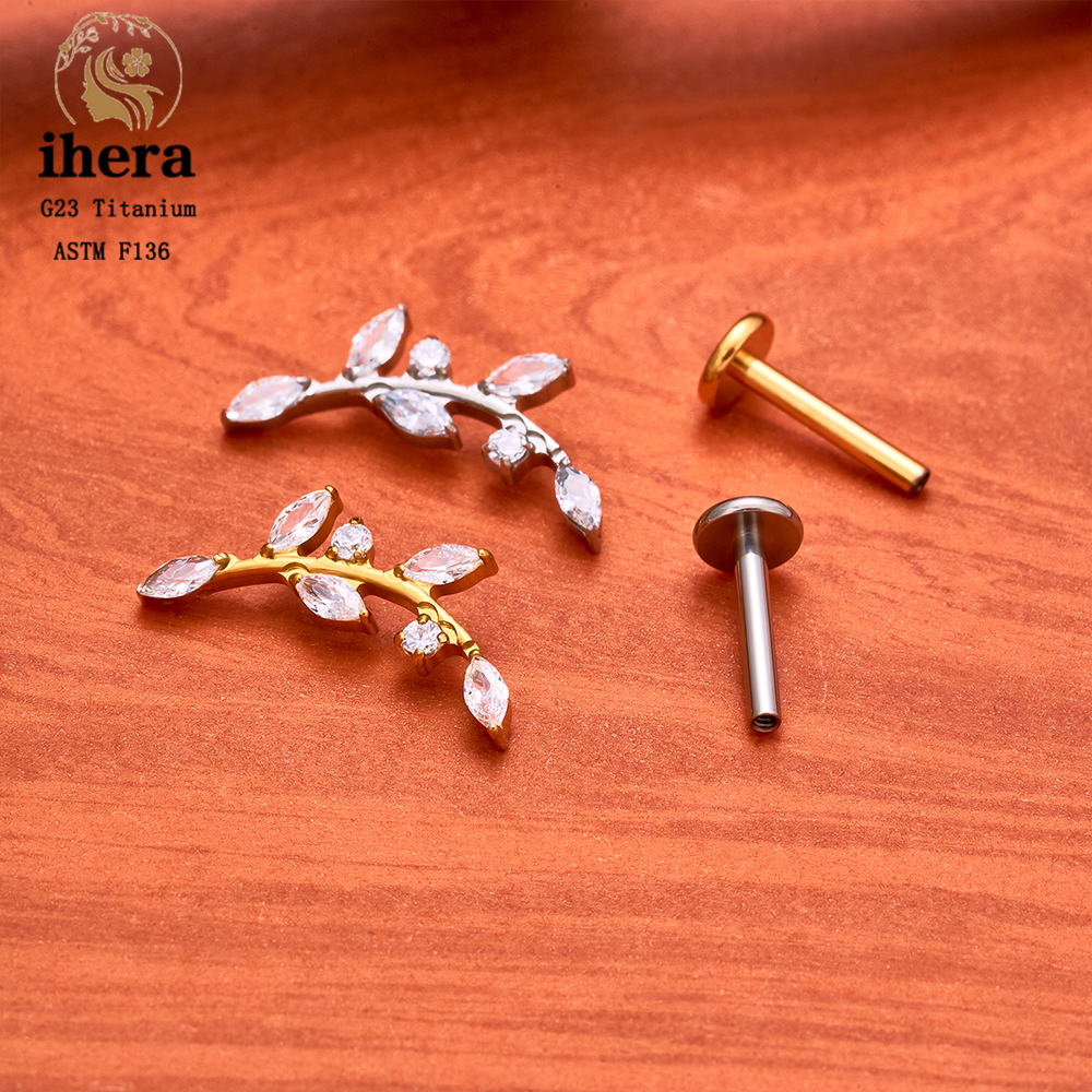 ASTM F136 Titanium 16G CZ Leaf - Conch Earring Hoop ulasan dan harga