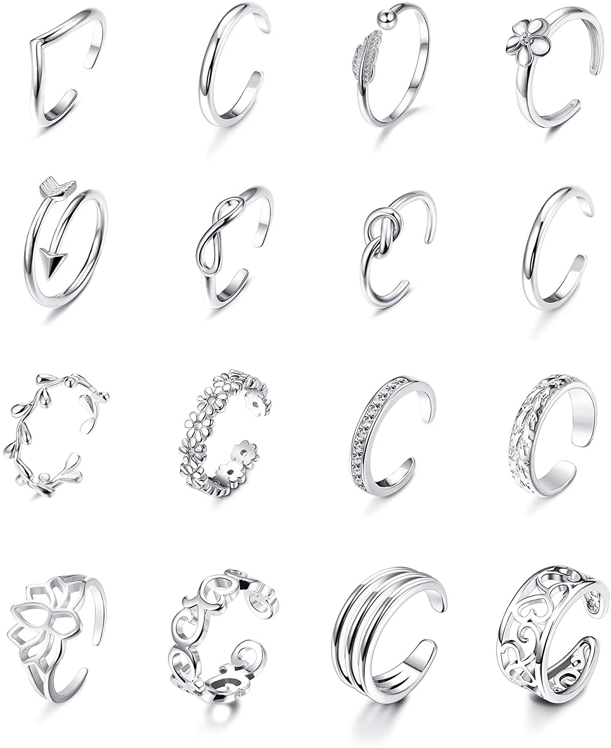 16Pcs Adjustable Toe Rings for - Body Jewelry Metal Types ulasan dan harga