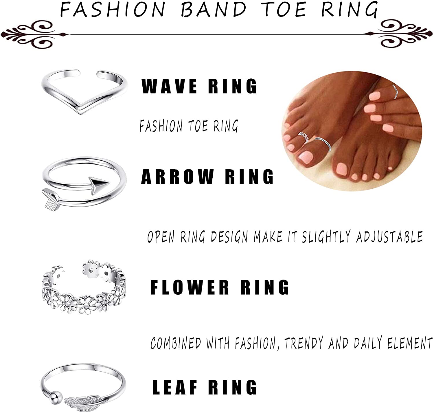 16Pcs Adjustable Toe Rings for - Body Jewelry Metal Types ulasan dan harga