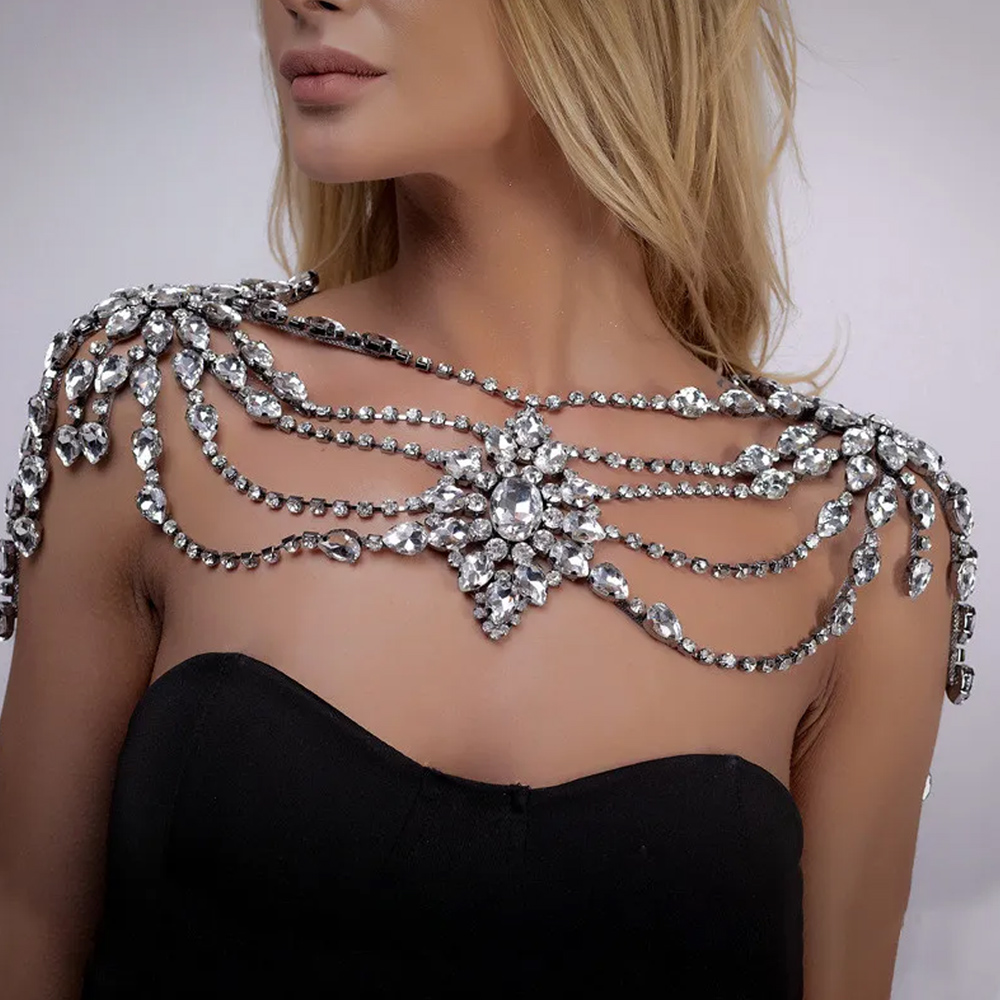 Boho Crystal Bridal Shoulder C - Body Jewelry Retainers ulasan dan harga