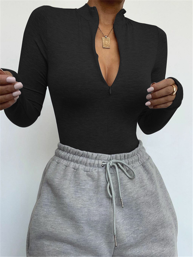 Shestyle Solid Zipper Bodycon  - Body Jewelry Retainers ulasan dan harga