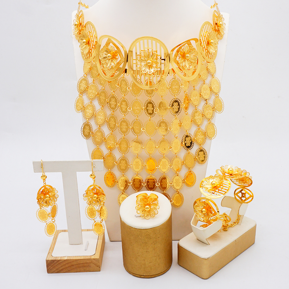 Gold Plated Long Broad body Ne - Body Jewelry Dubai ulasan dan harga