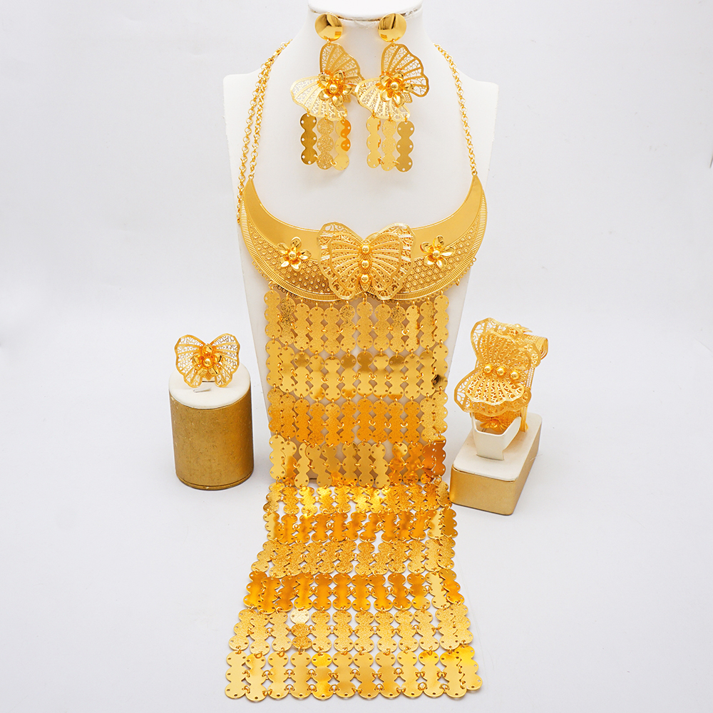 Gold Plated Long Broad body Ne - Body Jewelry Dubai ulasan dan harga
