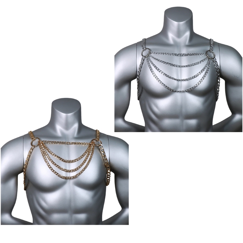 Men's Sexy Metal Body Chest Ch - Body Jewelry Retainers ulasan dan harga