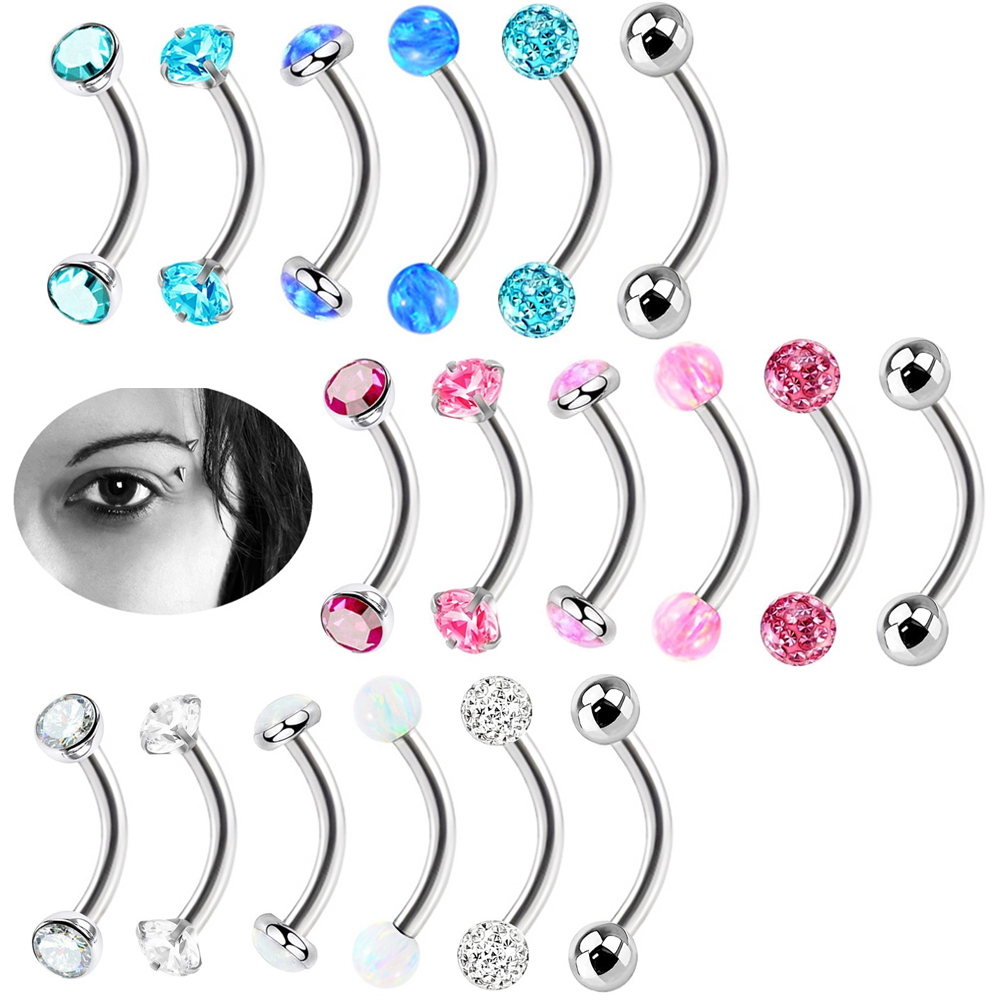 6pc 16g Mixed Type Opal Crysta - Body Jewelry Metal Types ulasan dan harga