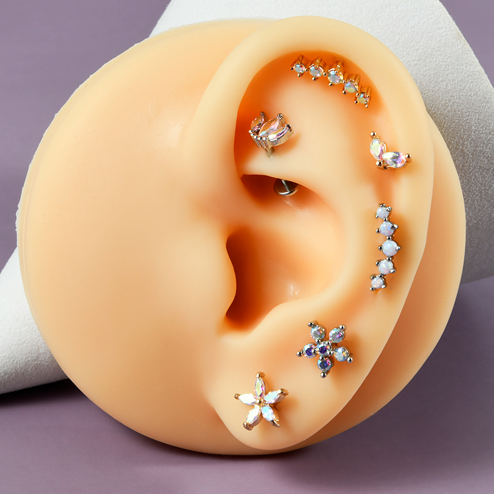 1PC Stainless Steel Opal Flowe - Helix Cartilage Ring ulasan dan harga