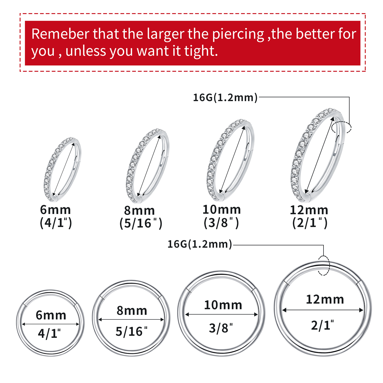 1PCS Septum Hoop Daith Piercin - Conch Earring Hoop ulasan dan harga