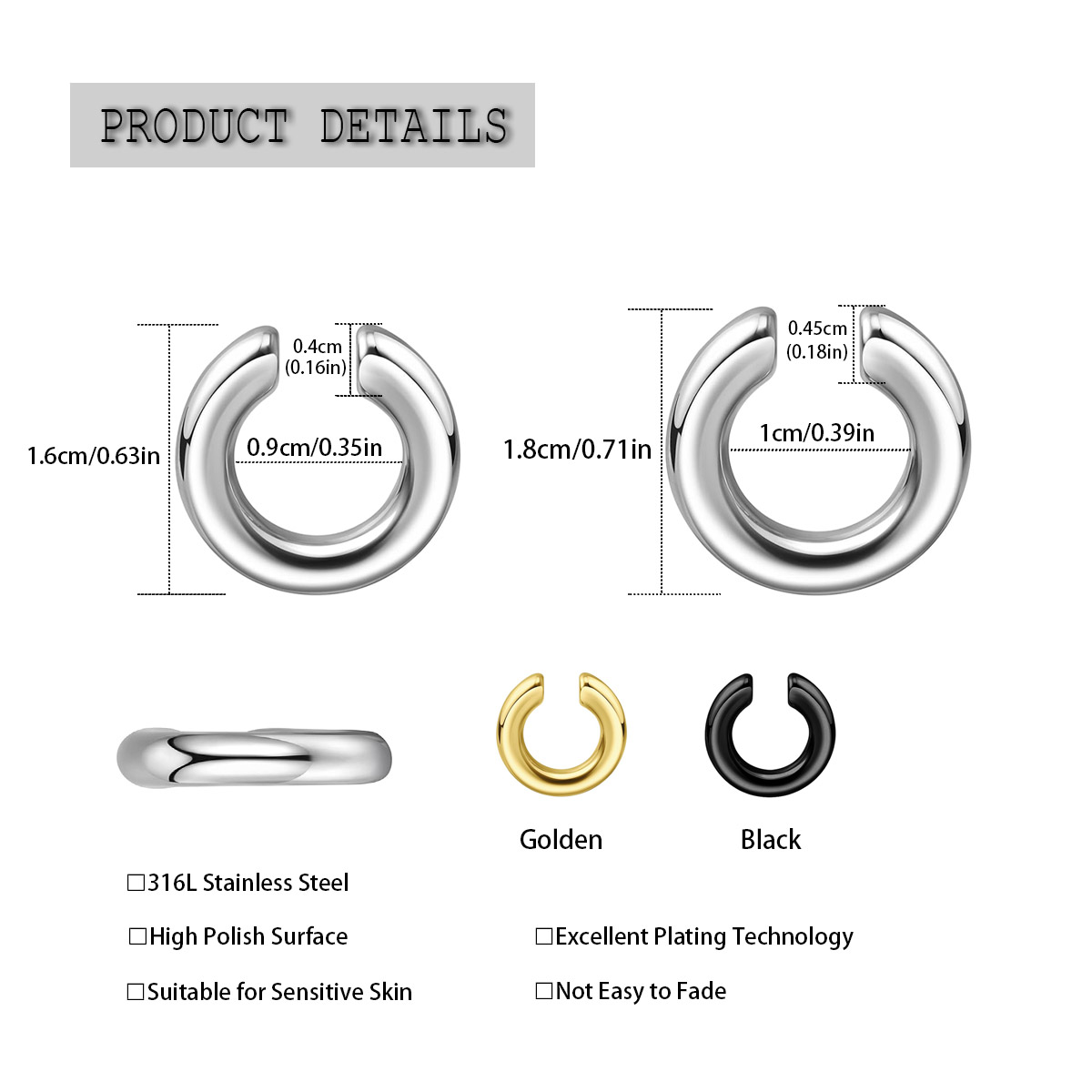 1pc Exaggerated c-Shaped Non-P - Body Jewelry Nose Ring ulasan dan harga