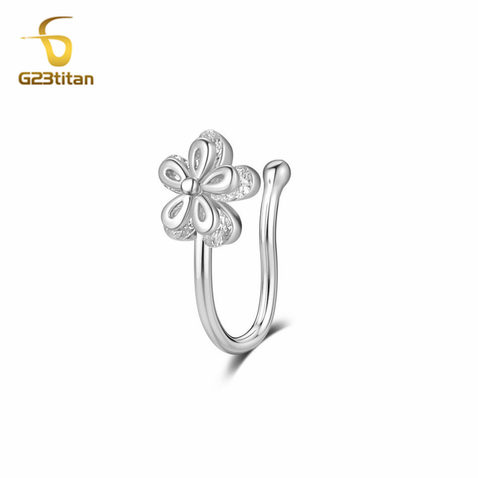 1pc Inlaid Zircon Flower Coppe - Helix Cartilage Ring ulasan dan harga
