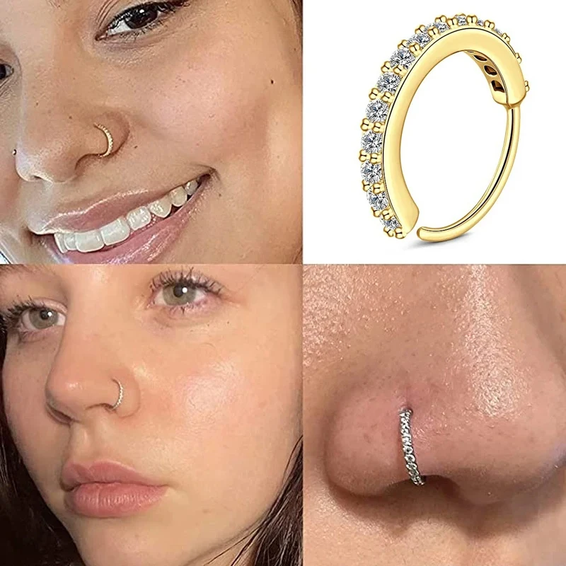 Cubic Zircon Fake Nose Ring fo - Helix Cartilage Ring ulasan dan harga