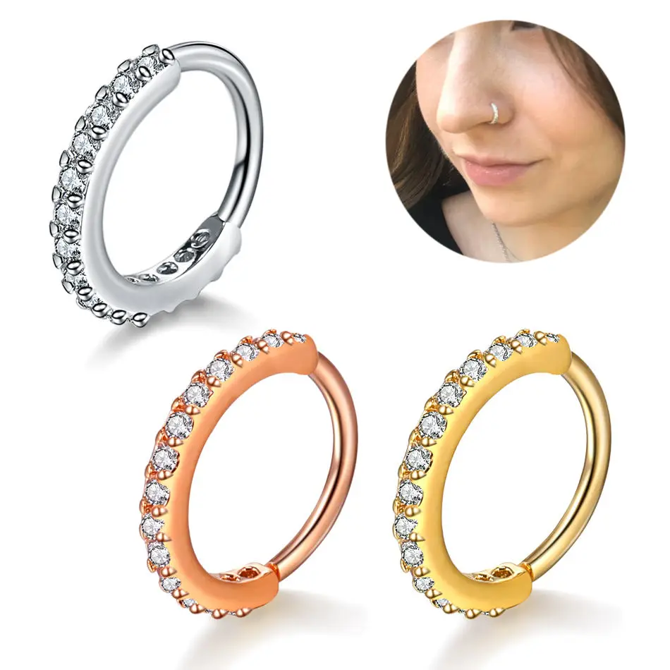 Cubic Zircon Fake Nose Ring fo - Helix Cartilage Ring ulasan dan harga