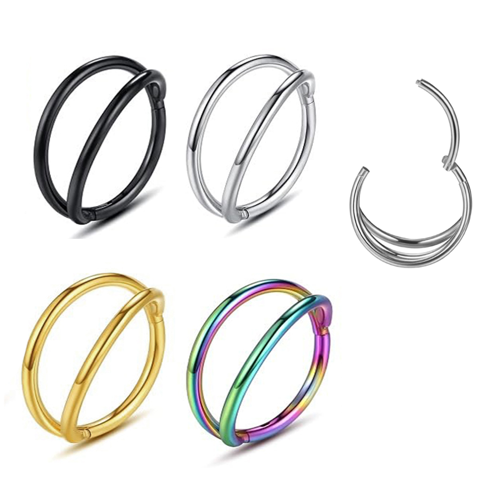 1-3PCS Double Hoops Nose Ring  - Conch Earring Hoop ulasan dan harga