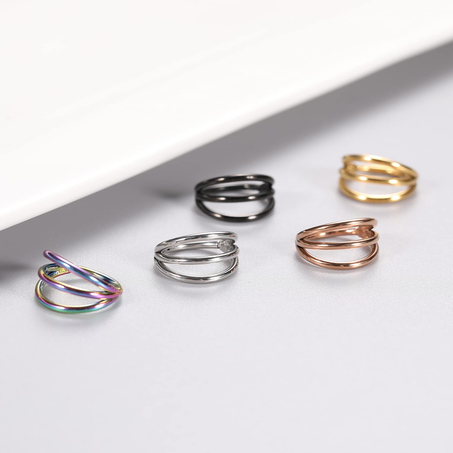 1-3PCS Double Hoops Nose Ring  - Conch Earring Hoop ulasan dan harga
