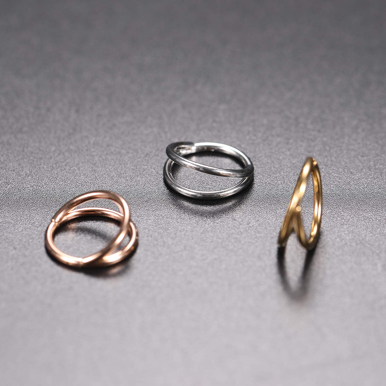 1-3PCS Double Hoops Nose Ring  - Conch Earring Hoop ulasan dan harga