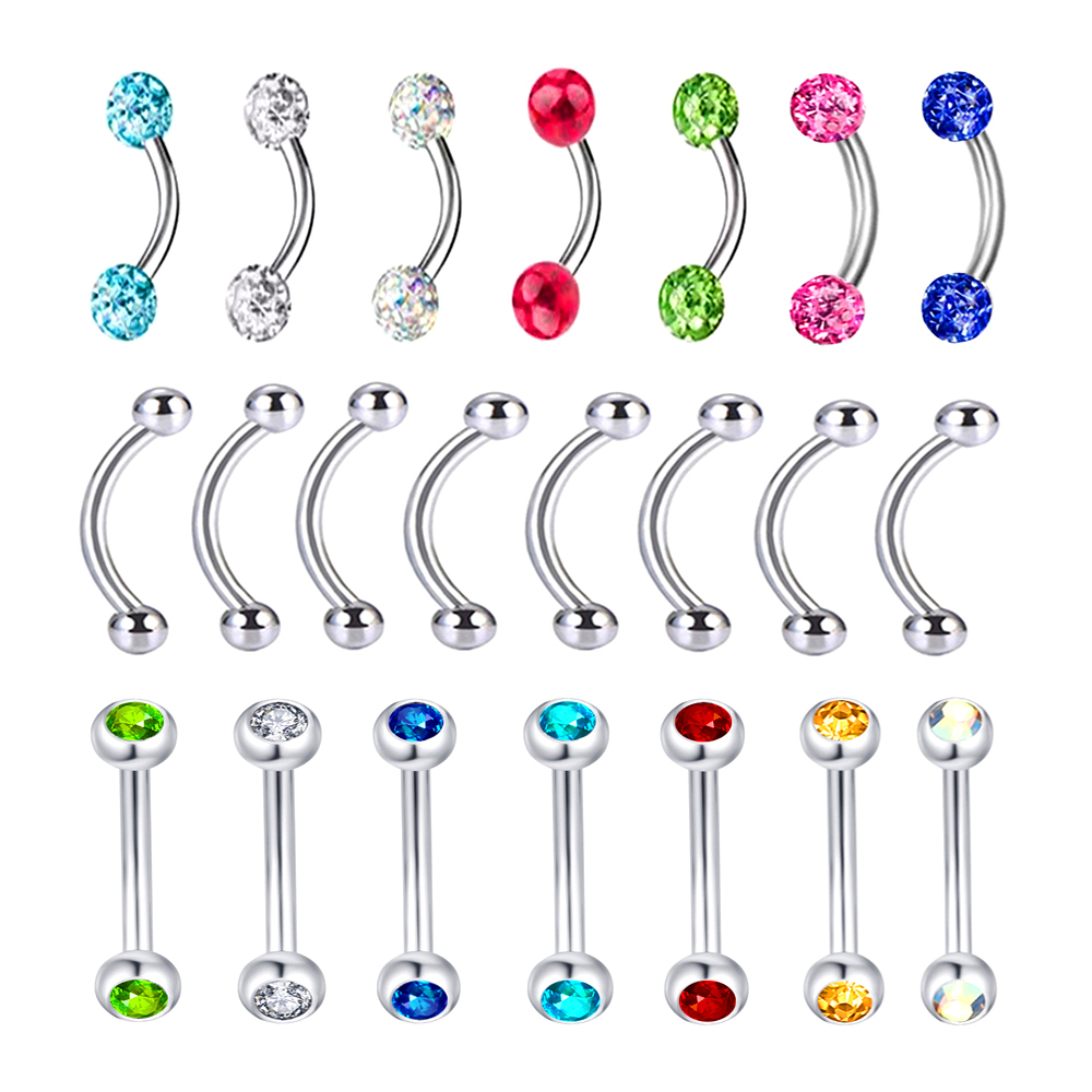 6X Mixed Type 3mm Crystal Eyeb - Body Jewelry Metal Types ulasan dan harga