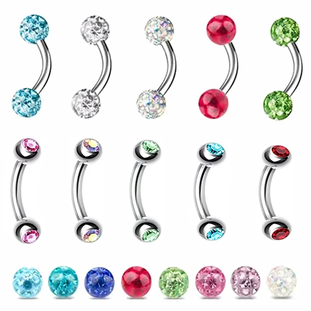 6X Mixed Type 3mm Crystal Eyeb - Body Jewelry Metal Types ulasan dan harga