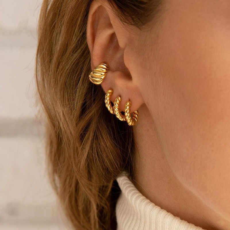 12/14/16mm Trendy Twisted Smal - Conch Earring Hoop ulasan dan harga