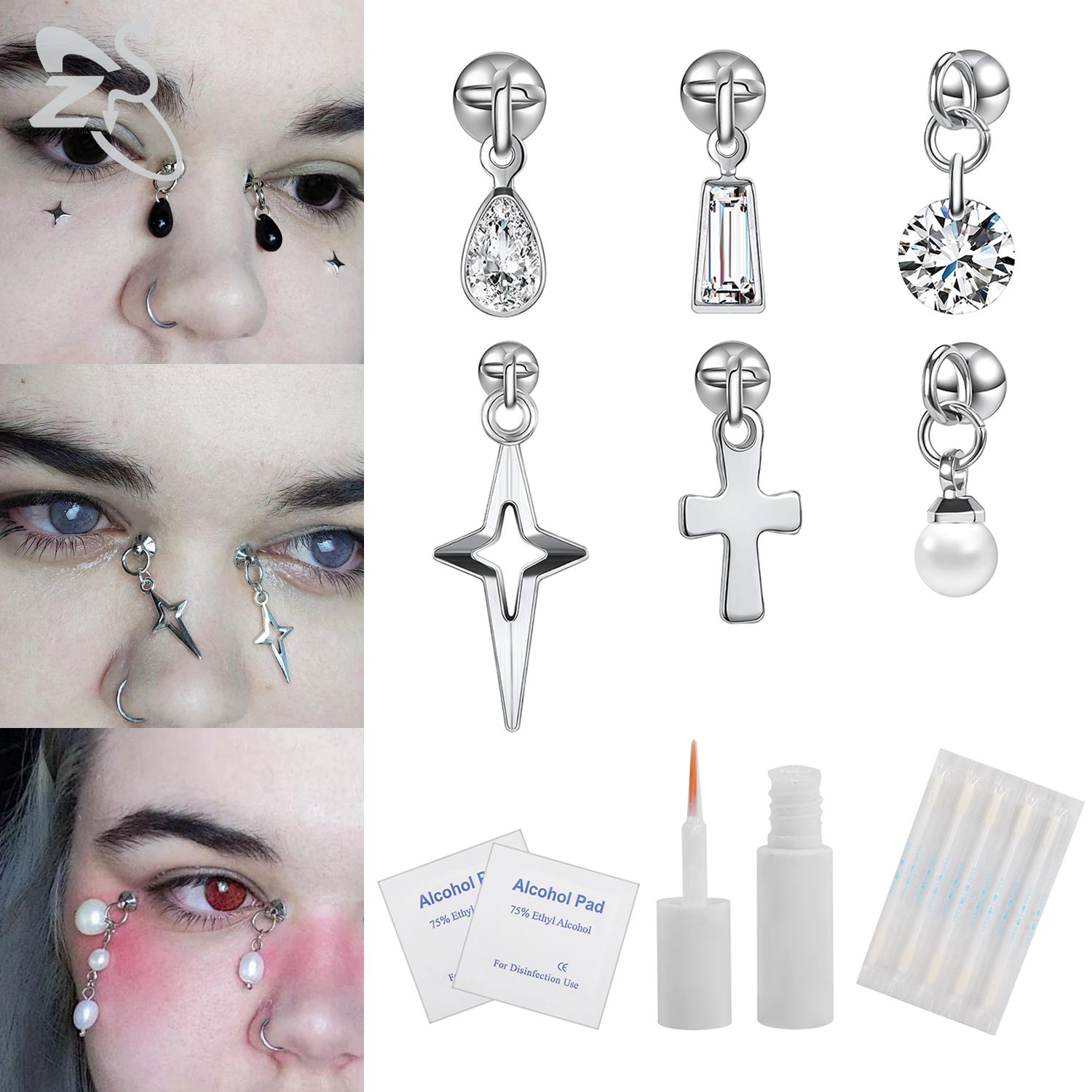 ZS 1 Set Fake Eyebrow Ring Men - Body Jewelry Nose Ring ulasan dan harga