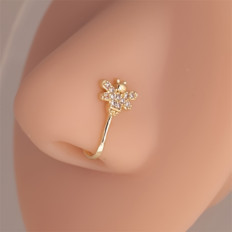 1-piece cute little bee zircon - Body Jewelry Nose Ring ulasan dan harga