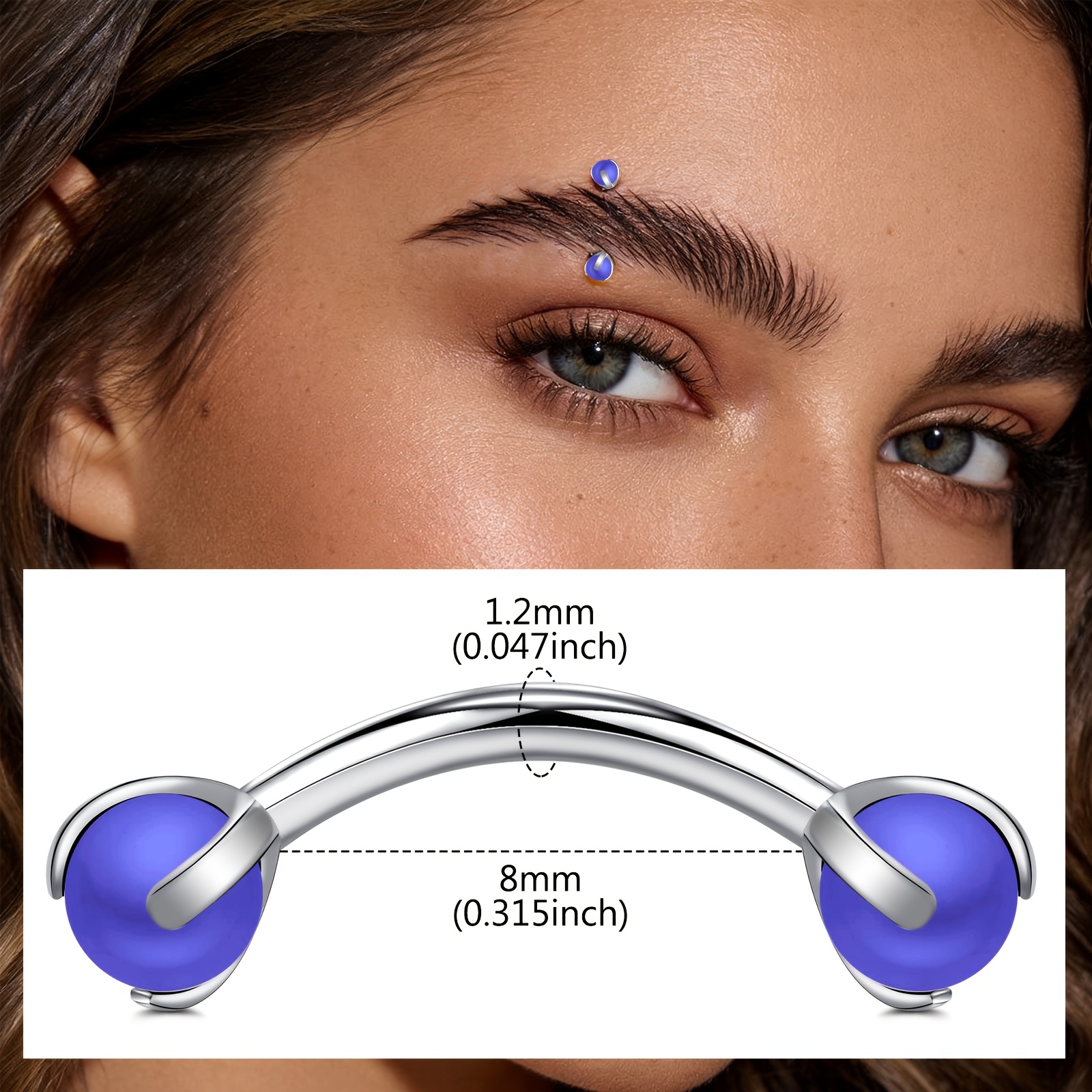 Curved Barbell with Faux Pearl - Body Jewelry Measurements ulasan dan harga